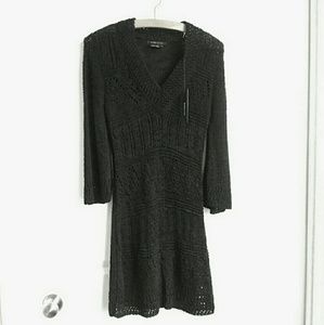 NWT BCBGMaxAzria Black Open Knit Dress M